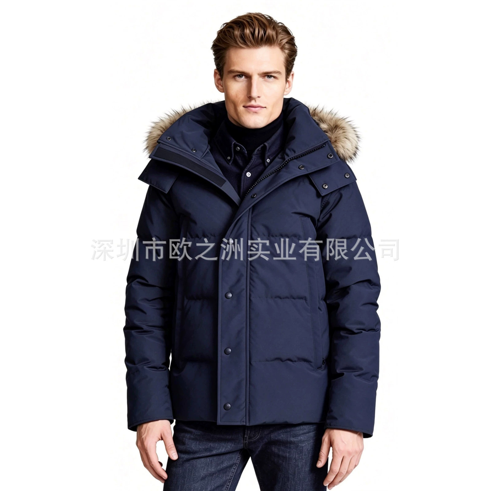 PalmMooseMenCanadianStyleFurHoodedWyndhamDownJacket 4