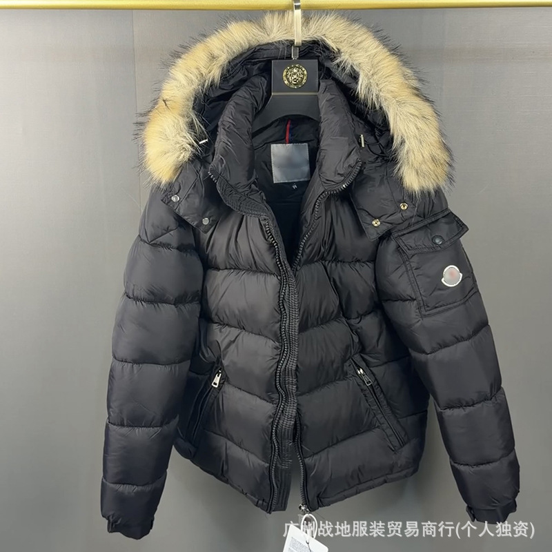 跨境高版本外贸M玛雅黑色经典羽绒服白鸭绒舒适保暖防寒连帽外套 72