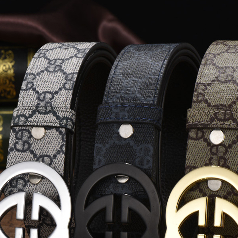 皮带男双G平滑扣时尚百搭男士腰带青年韩版休闲男款牛仔裤带