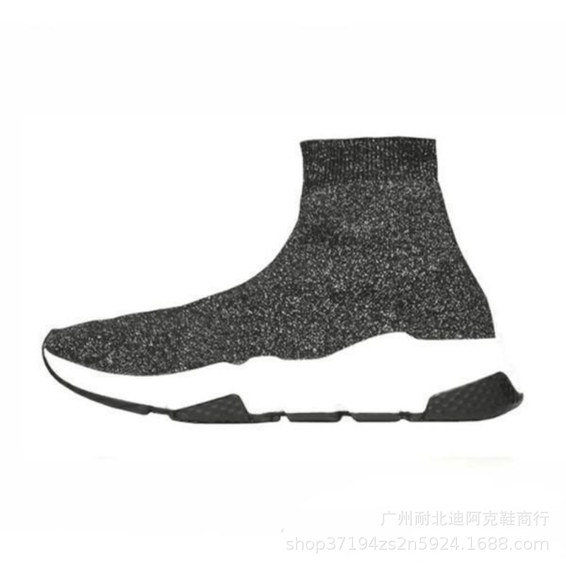 跨境巴黎弹力袜子鞋女高帮休闲运动鞋B家百搭厚底针织短靴子袜靴 14