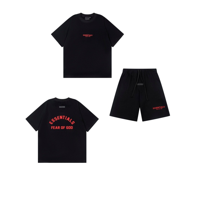 新款FEAR OF GOD ESSENTIALS植绒字母男女休闲宽松加绒连帽卫衣潮 42