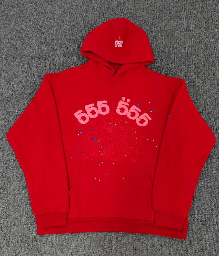 海外原版重磅450G加厚糕绒卫衣连帽衫男发泡印蜘蛛Sp5der hoodies 70