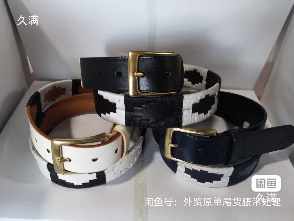 手工头层牛皮马术运动缝制腰带黑色红色绿色天蓝色翠绿色其他铜 4