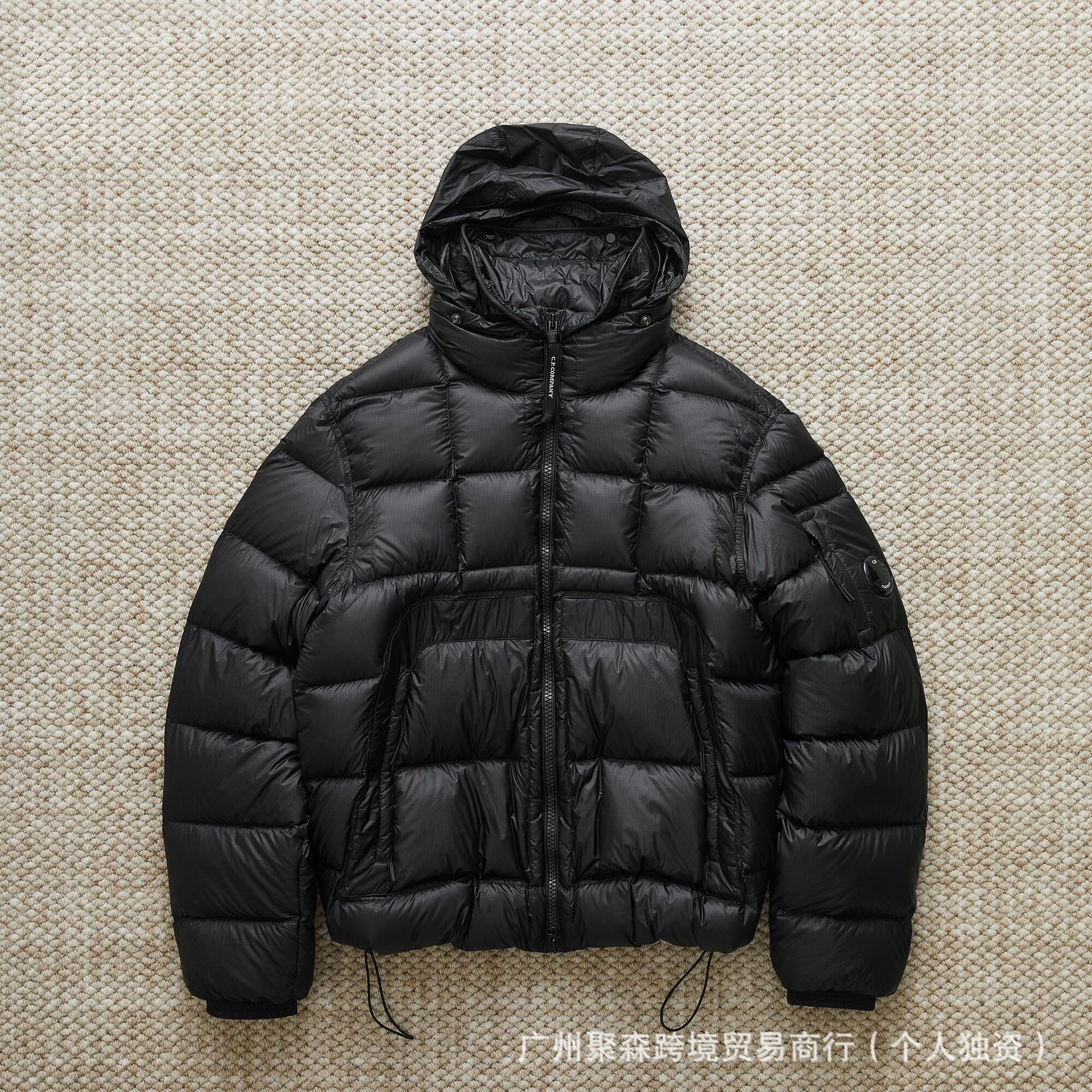 跨境冬款C.P针织拼接羊毛羽绒服男士潮牌连帽拉链白鸭绒夹克外套 6