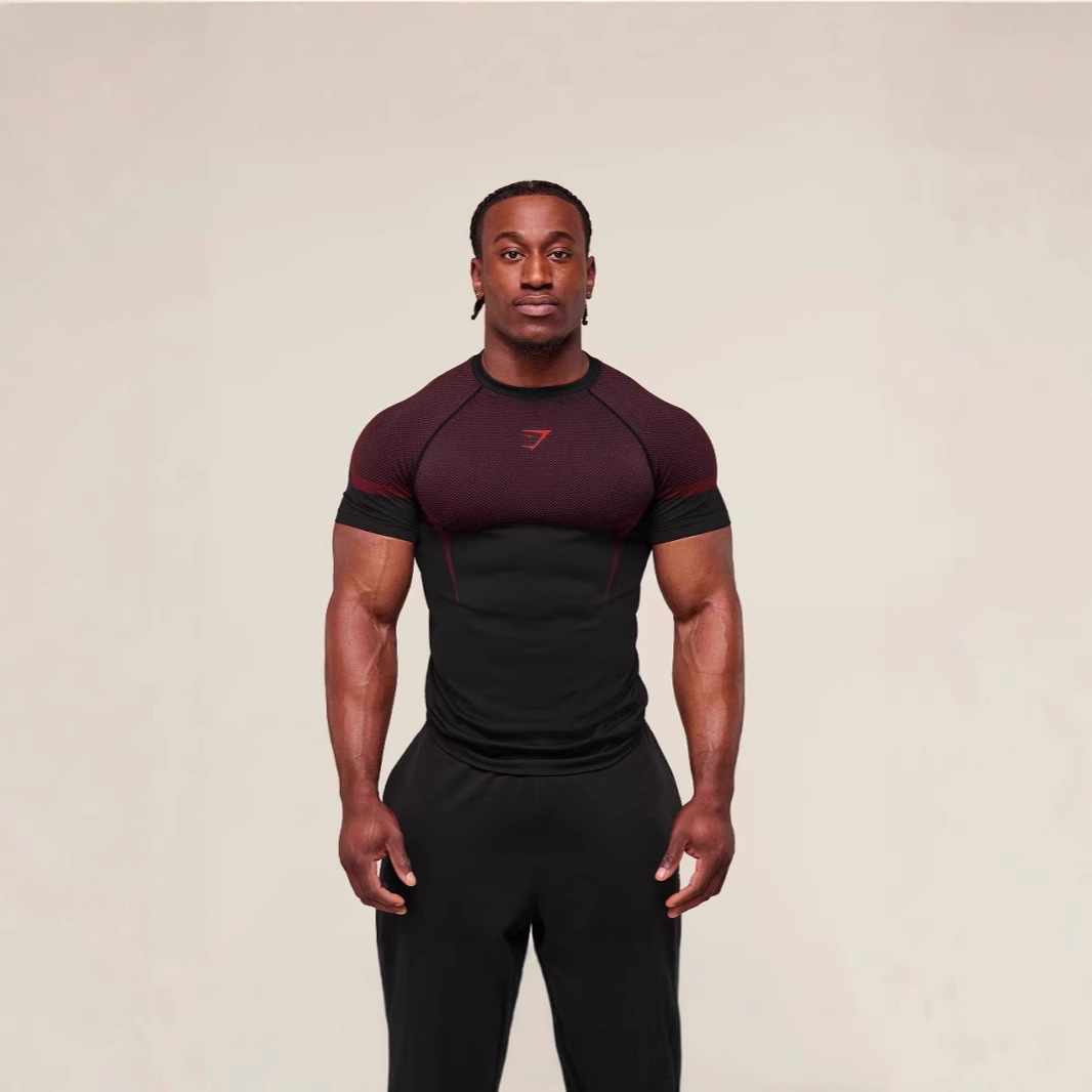GYMSHARK新款跑步运动健身上衣休闲透气紧身短袖休闲跑步T恤鲨鱼 4