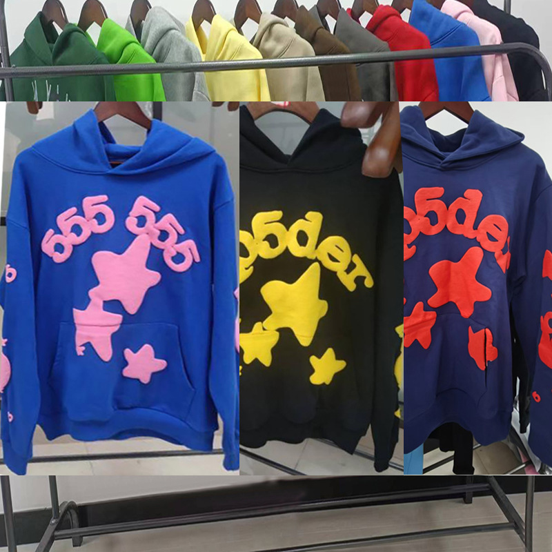 海外原版重磅450G加厚糕绒卫衣连帽衫男发泡印蜘蛛Sp5der hoodies 2