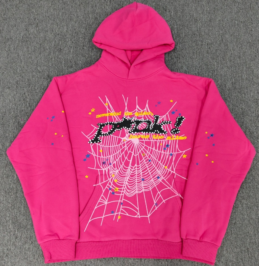 海外原版重磅450G加厚糕绒卫衣连帽衫男发泡印蜘蛛Sp5der hoodies 48