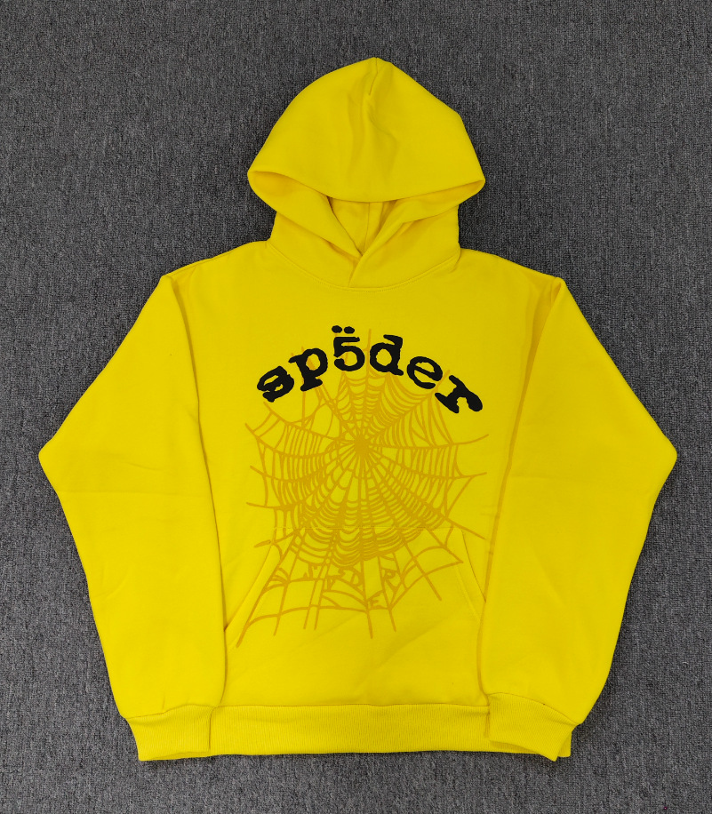 海外原版重磅450G加厚糕绒卫衣连帽衫男发泡印蜘蛛Sp5der hoodies 38