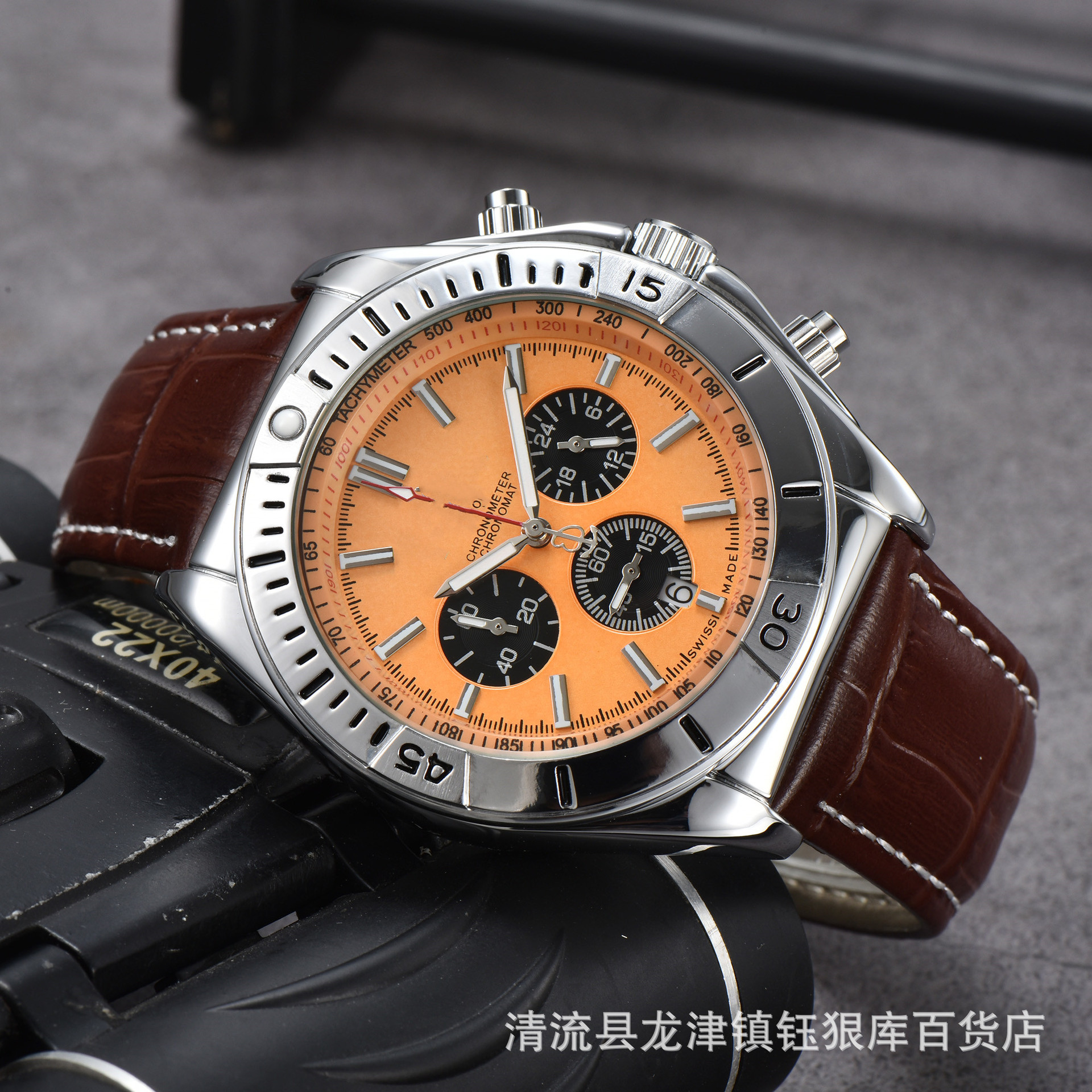 2023外贸热销男士钢带皮带BNL手表6针石英皮带手表厂家批发一件代 2