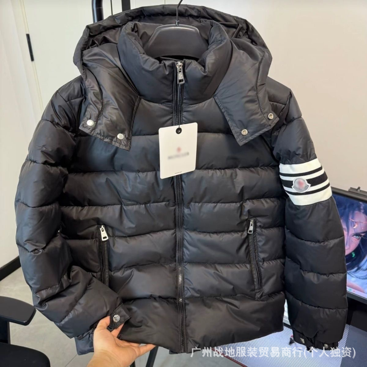 跨境高版本外贸M玛雅黑色经典羽绒服白鸭绒舒适保暖防寒连帽外套 47