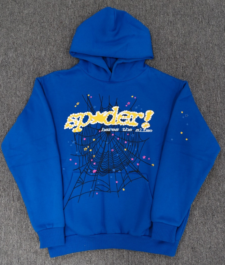 海外原版重磅450G加厚糕绒卫衣连帽衫男发泡印蜘蛛Sp5der hoodies 53