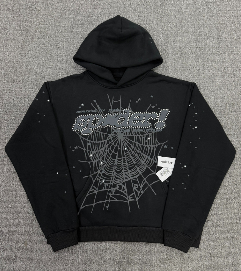 海外原版重磅450G加厚糕绒卫衣连帽衫男发泡印蜘蛛Sp5der hoodies 23
