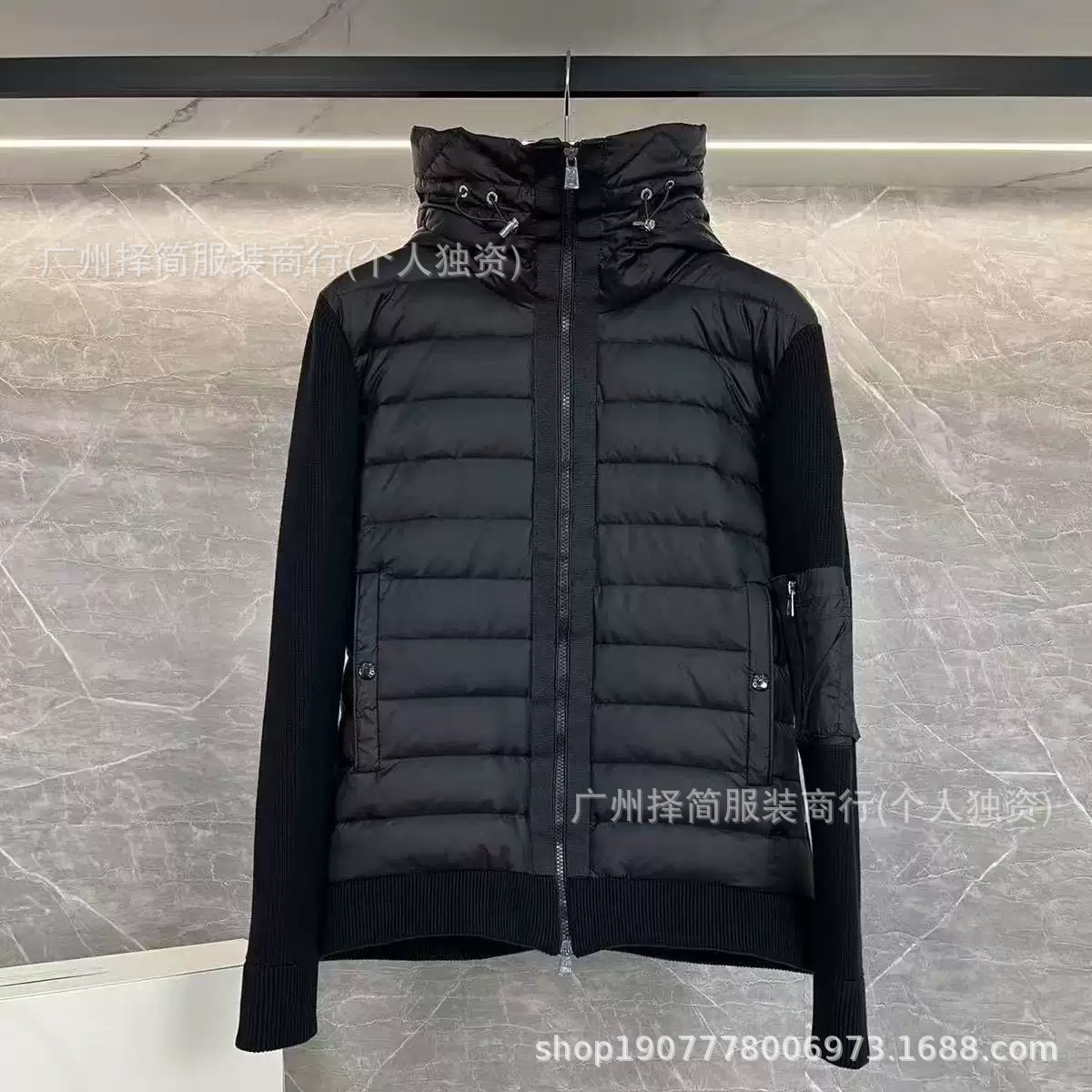 欧洲站M蒙家针织拼接休闲羽绒男白鸭绒保暖时髦修身立领外套羽绒 6