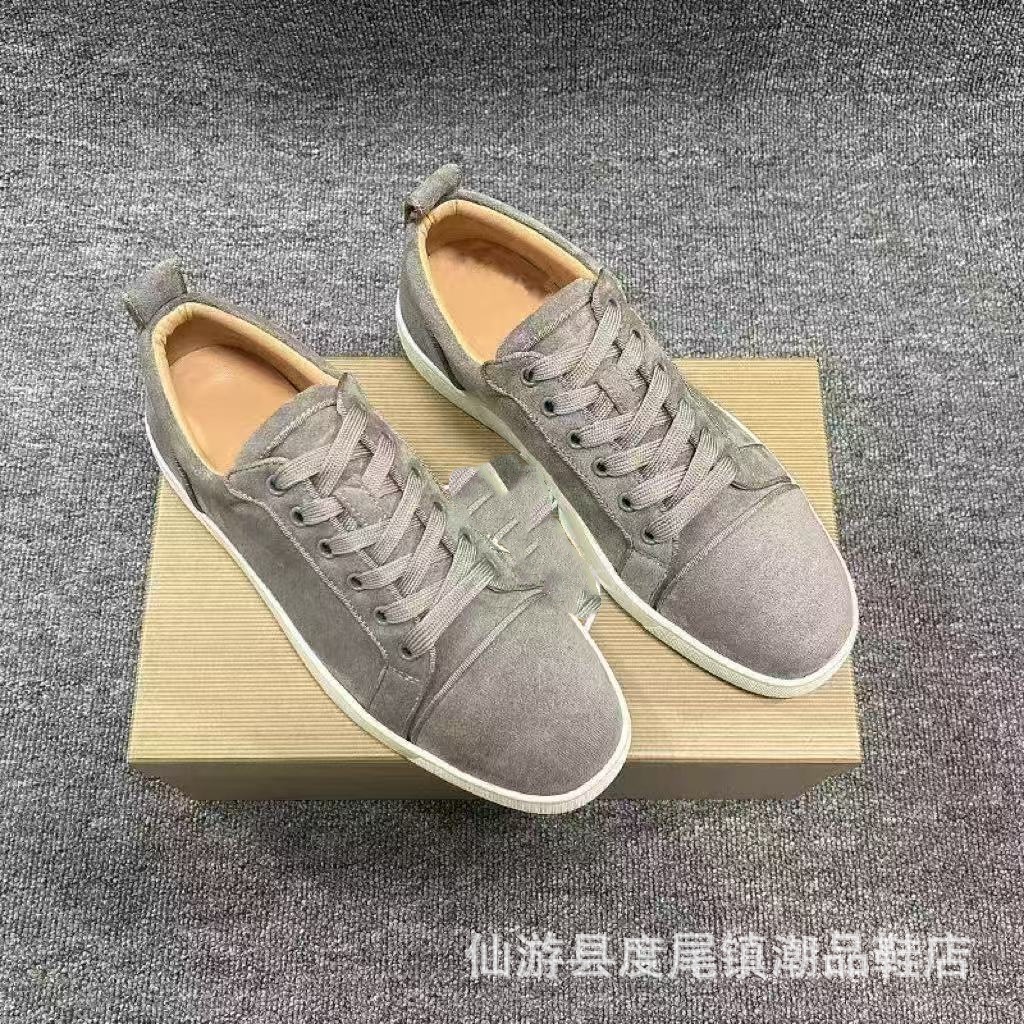外贸欧洲站cl红底鞋电绣款低帮高帮男鞋红底情侣潮流铆钉休闲系带 13