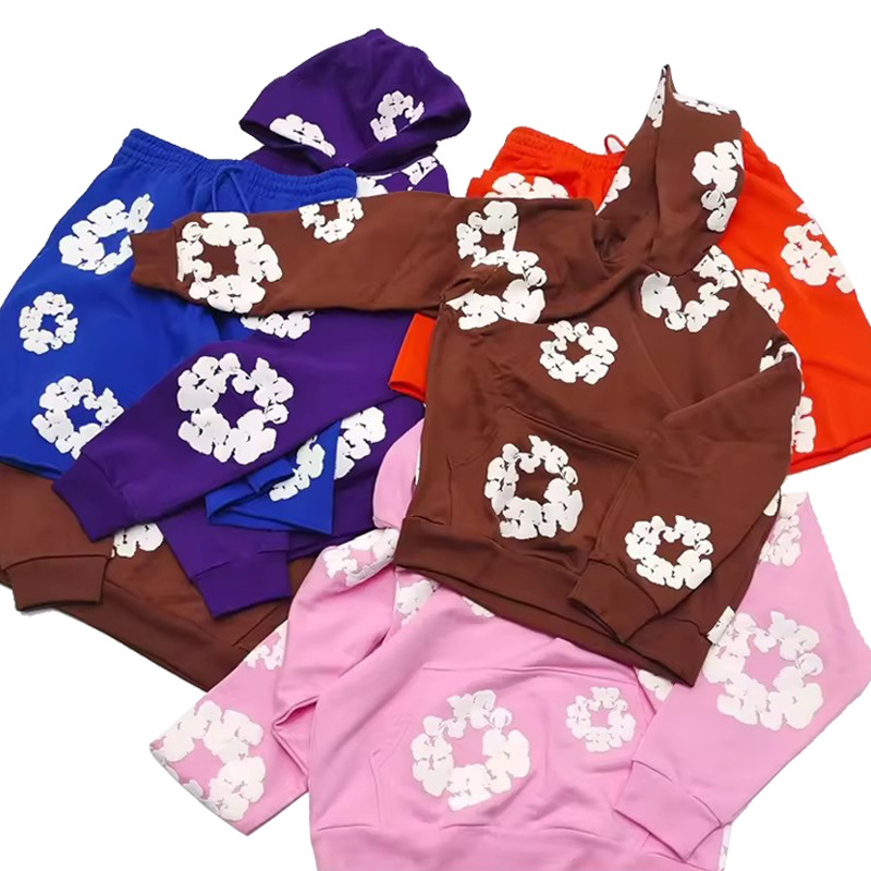 黑线正确版450G发泡木棉花卫衣连帽衫牛仔眼泪Denim Tears Hoodie 5