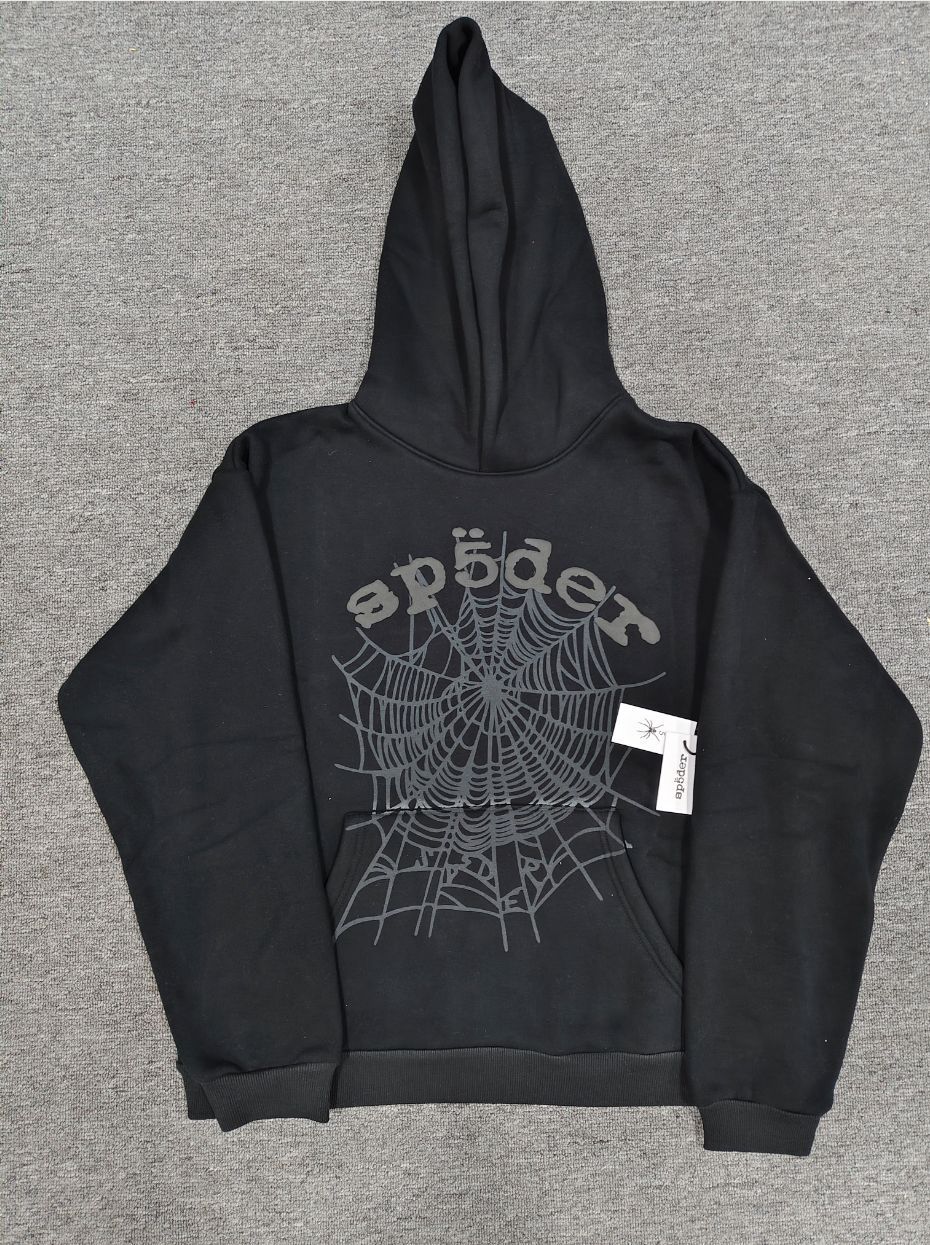 海外原版重磅450G加厚糕绒卫衣连帽衫男发泡印蜘蛛Sp5der hoodies 21