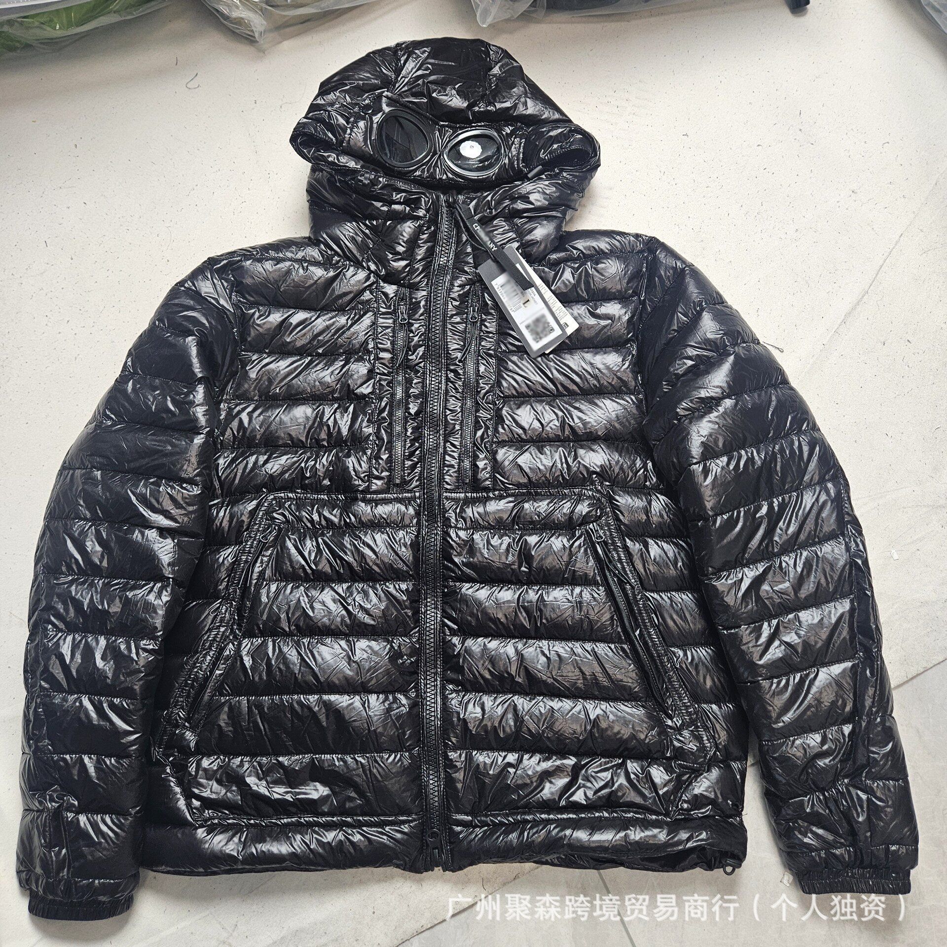 跨境冬款C.P针织拼接羊毛羽绒服男士潮牌连帽拉链白鸭绒夹克外套 3