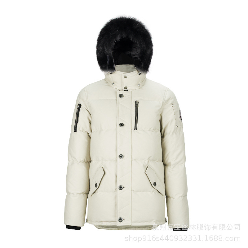PalmMoose06MenCanadianStyleFurHooded3QDownJacket 14
