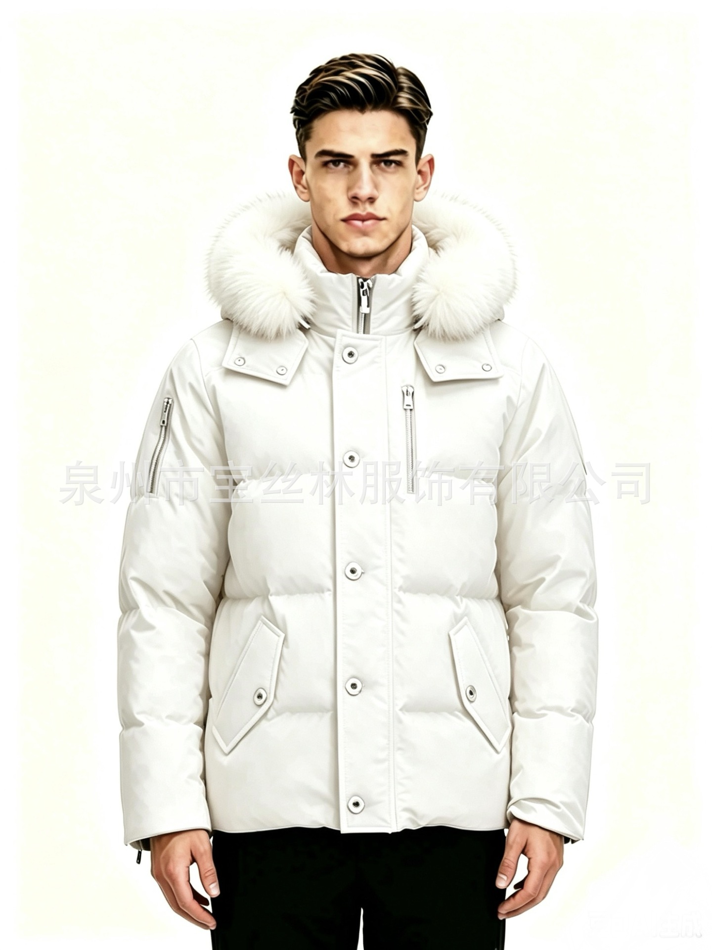 PalmMoose06MenCanadianStyleFurHooded3QDownJacket 10