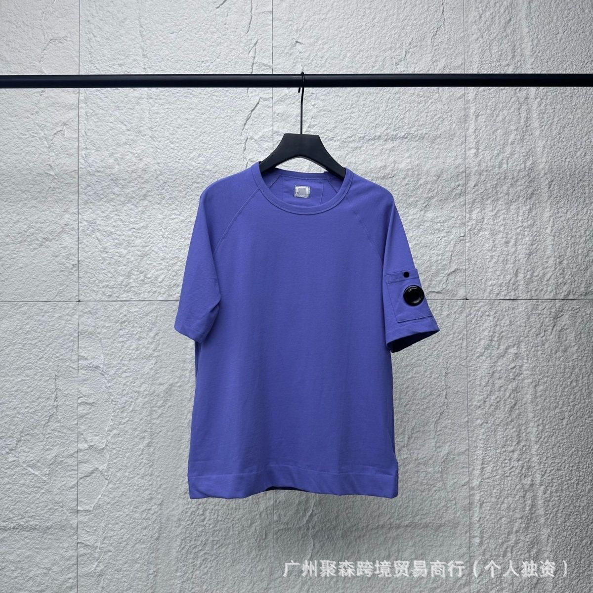 紫色短袖刺绣标