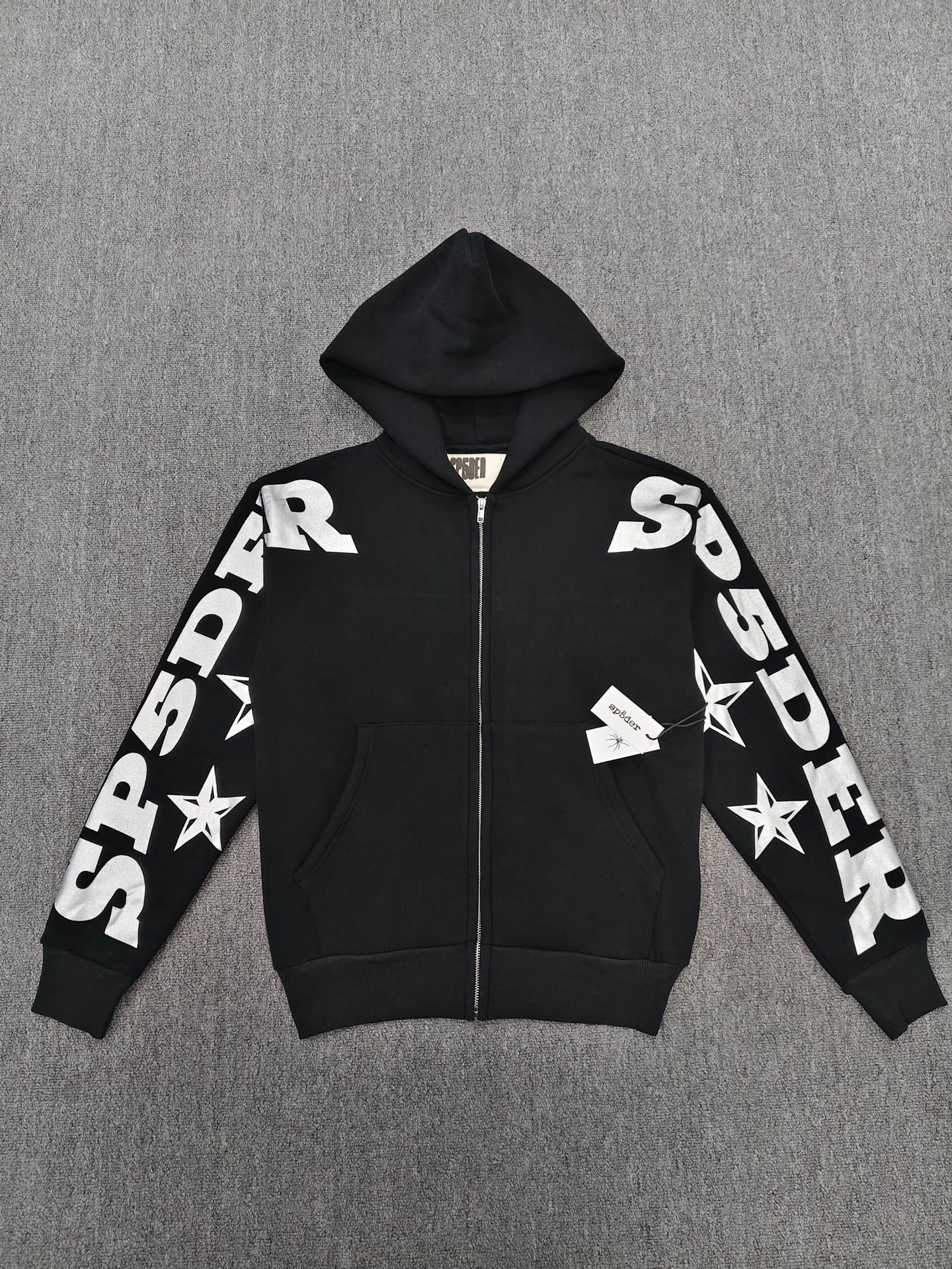 海外原版重磅450G加厚糕绒卫衣连帽衫男发泡印蜘蛛Sp5der hoodies 32