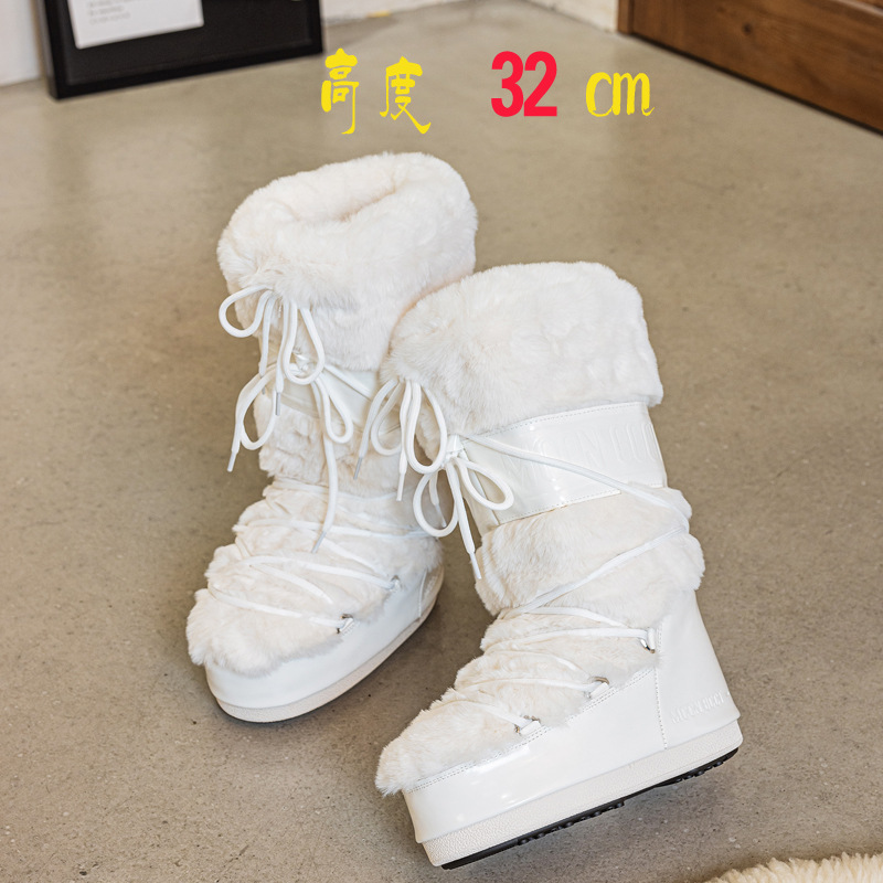 时尚月亮加绒雪地靴2025冬季新款厚底保暖防滑耐磨长筒滑雪靴女 14
