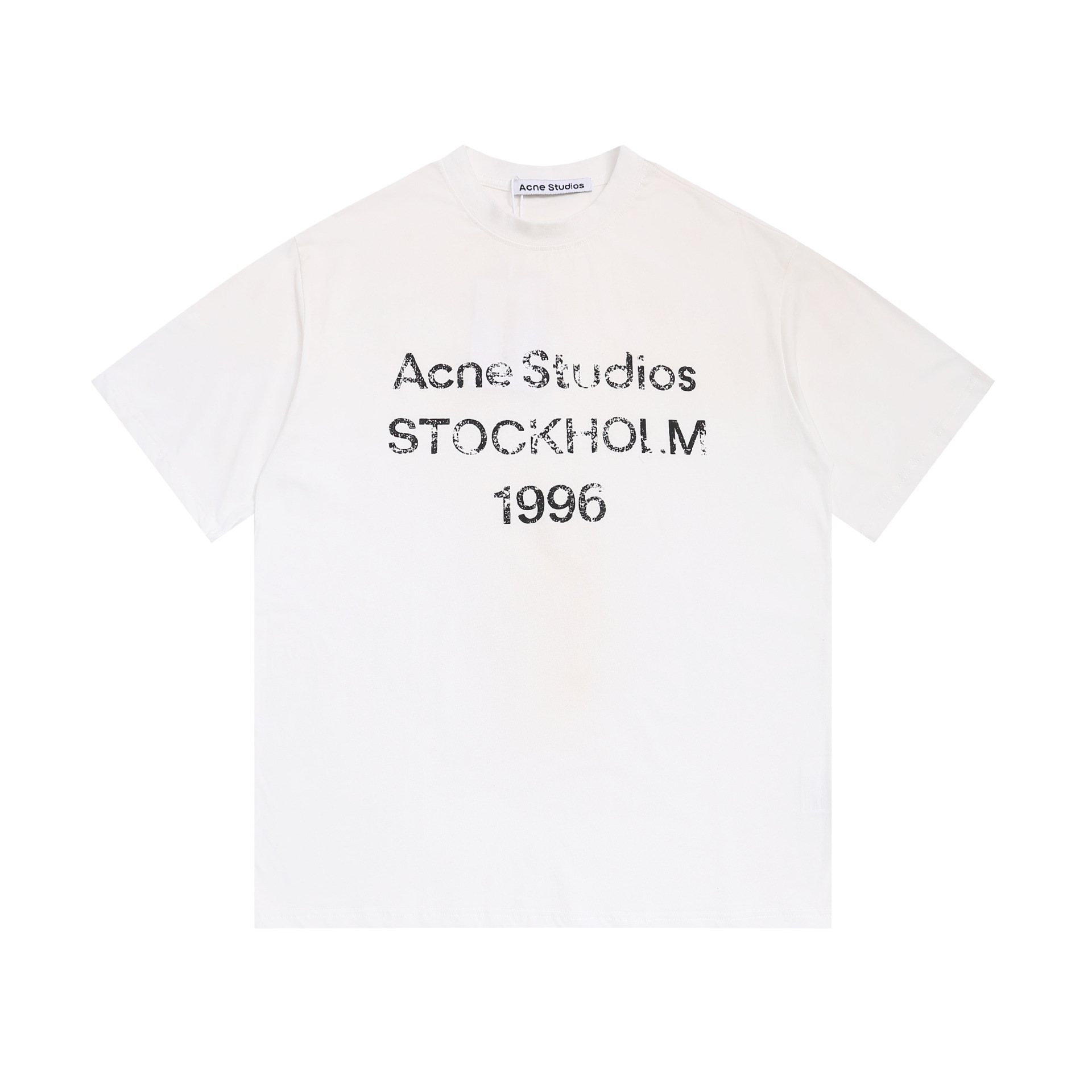 跨境潮牌AC1996烫钻字母印花水洗做旧轻奢男女宽松纯棉长袖T恤 24