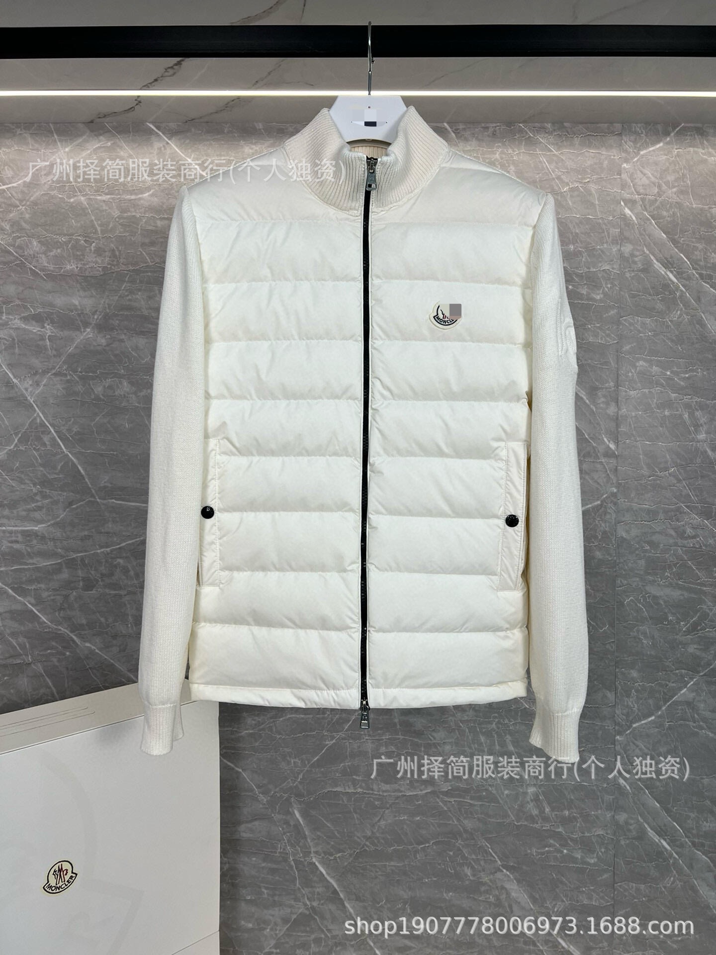 欧洲站M蒙家针织拼接休闲羽绒男白鸭绒保暖时髦修身立领外套羽绒 8