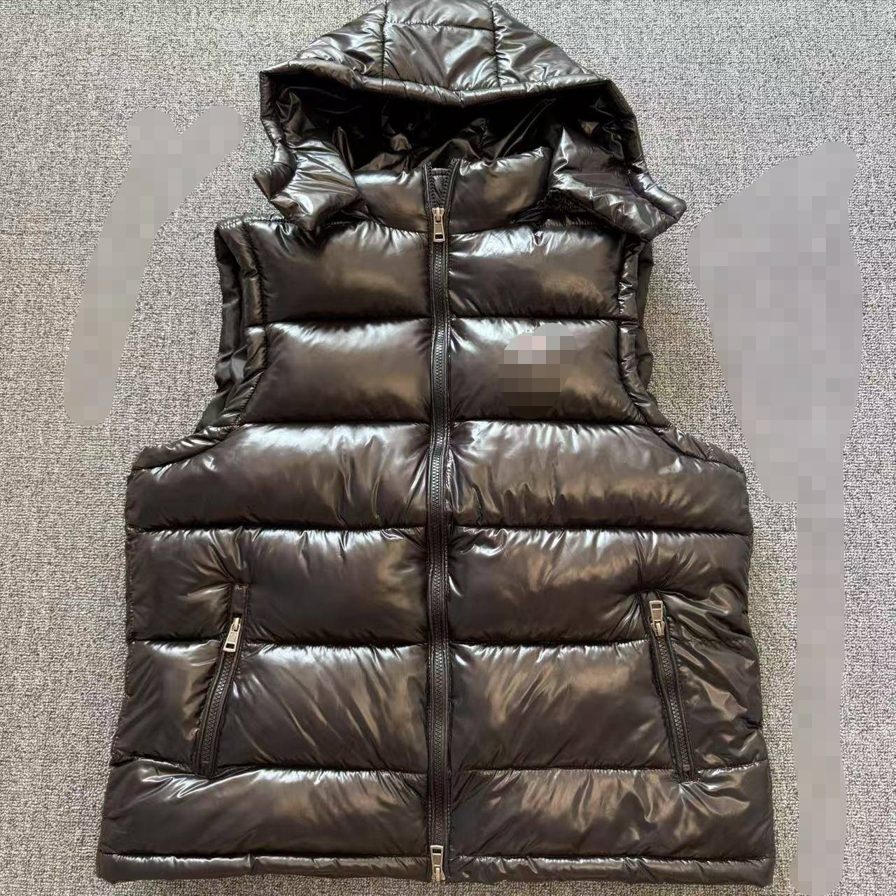 跨境同款可拆卸连帽棉马甲棉衣情侣款彩条棉服马甲