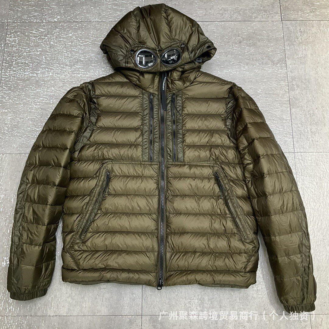 跨境冬款C.P针织拼接羊毛羽绒服男士潮牌连帽拉链白鸭绒夹克外套 33