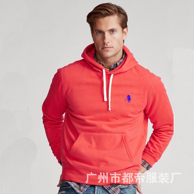 跨境外贸男装秋冬套头Polo卫衣休闲运动外套小马标刺绣加绒连帽衫 10