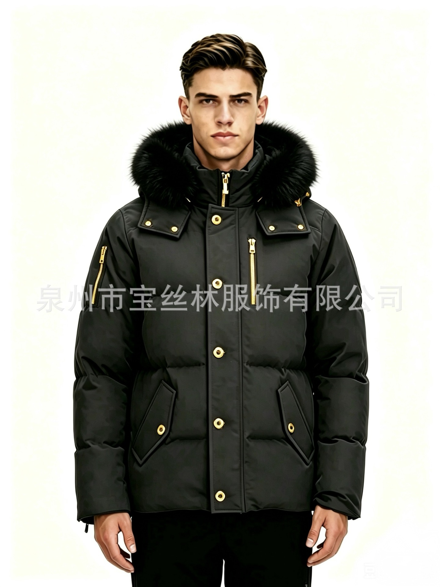 PalmMoose06MenCanadianStyleFurHooded3QDownJacket 9