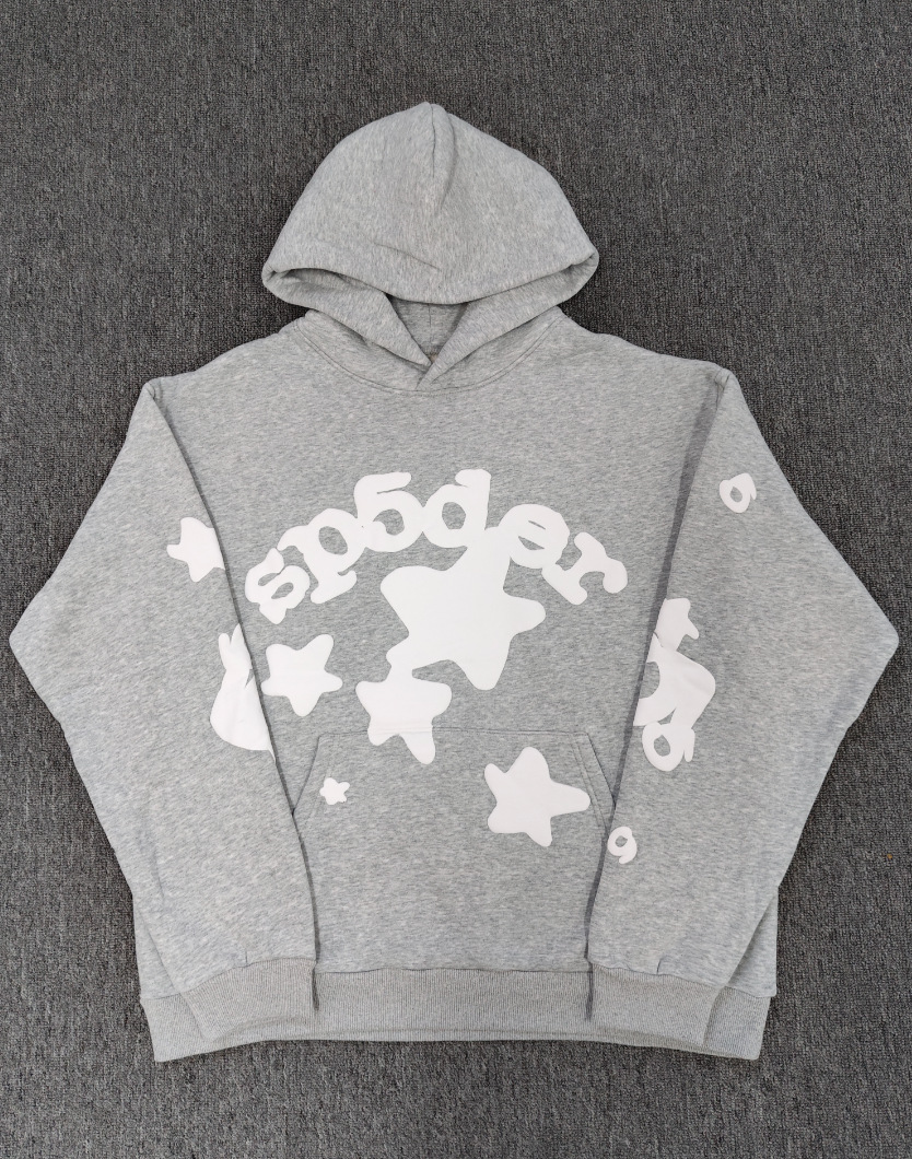海外原版重磅450G加厚糕绒卫衣连帽衫男发泡印蜘蛛Sp5der hoodies 82