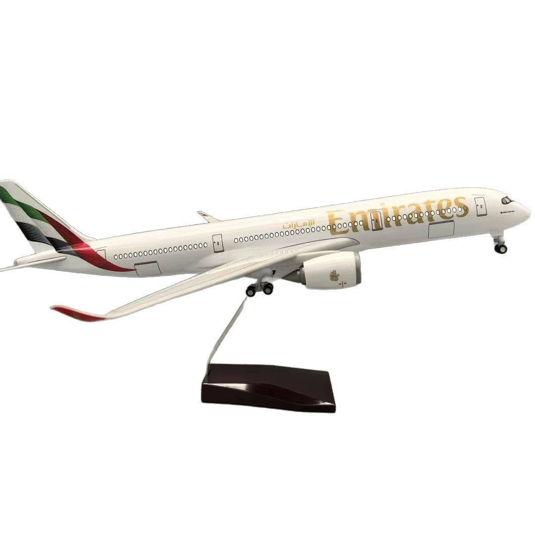 飞机模型A350阿联酋航空模型带灯带轮航模47CM摆件仿真客机礼物 5