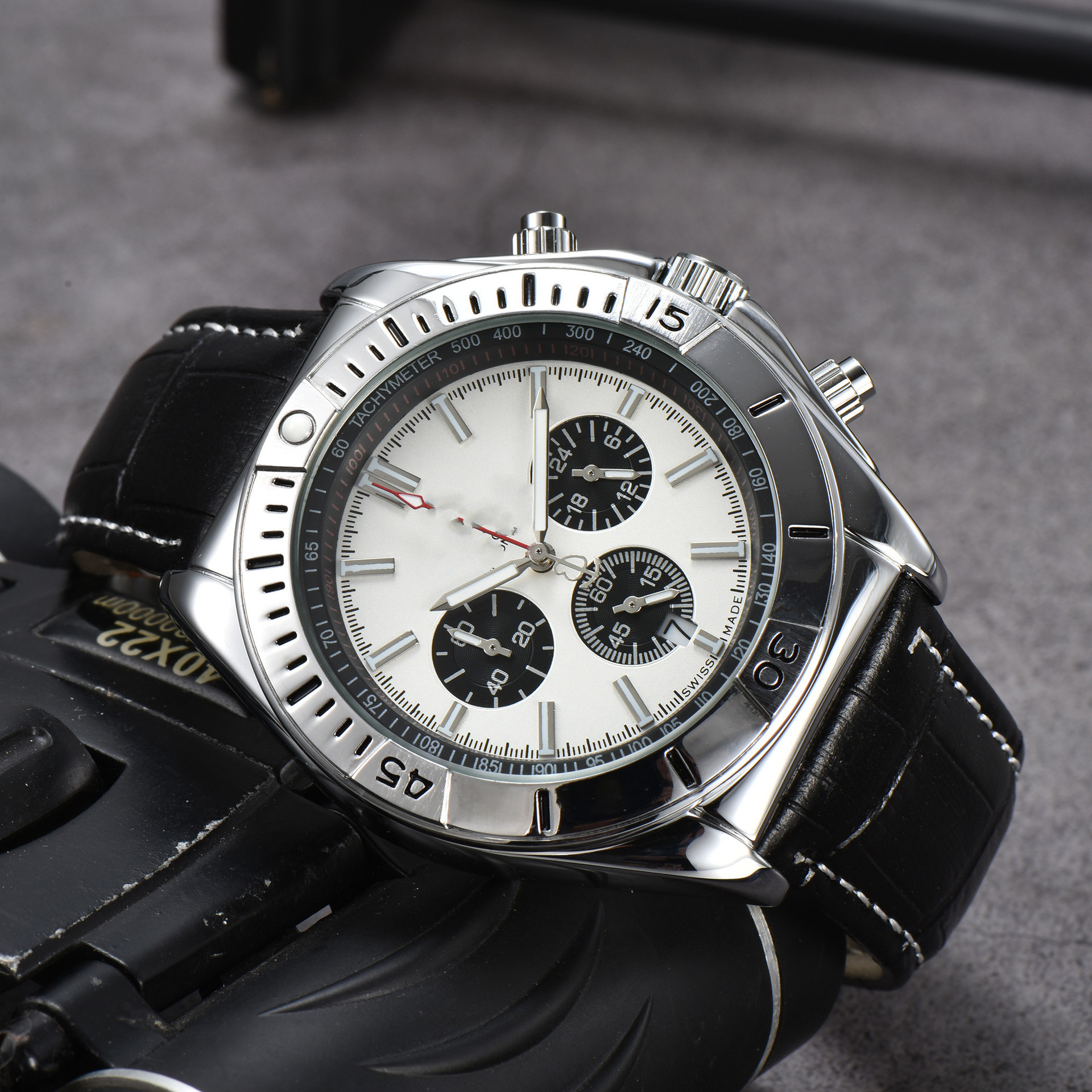 2023外贸热销男士钢带皮带BNL手表6针石英皮带手表厂家批发一件代 17