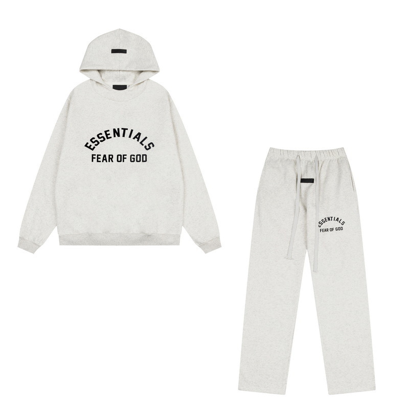 新款FEAR OF GOD ESSENTIALS植绒字母男女休闲宽松加绒连帽卫衣潮 81