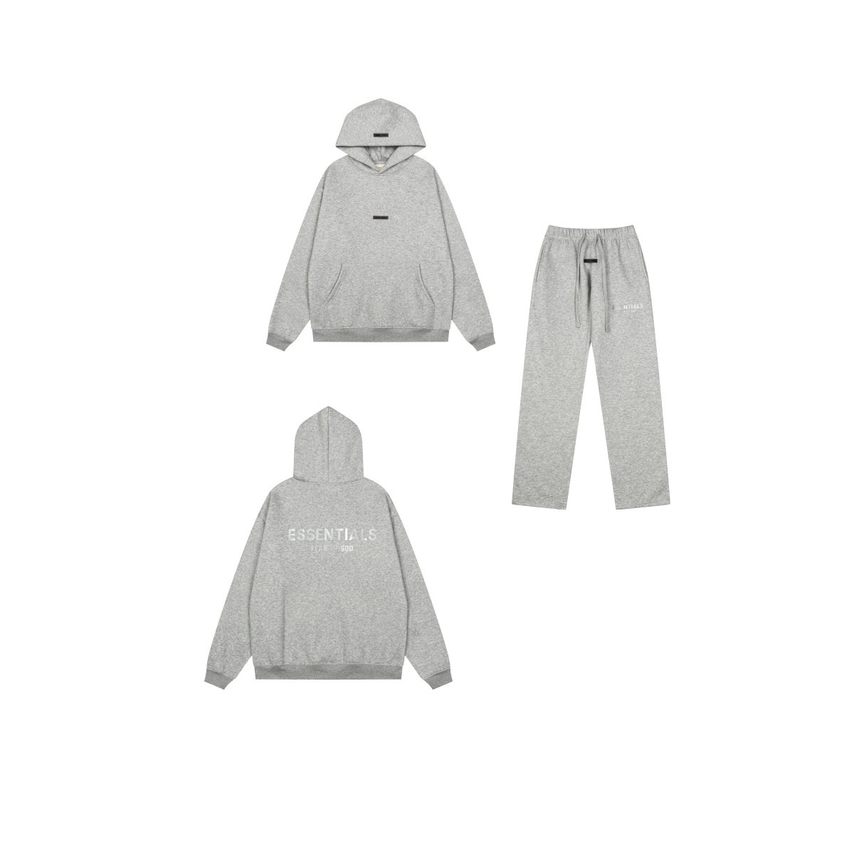 新款FEAR OF GOD ESSENTIALS植绒字母男女休闲宽松加绒连帽卫衣潮 26