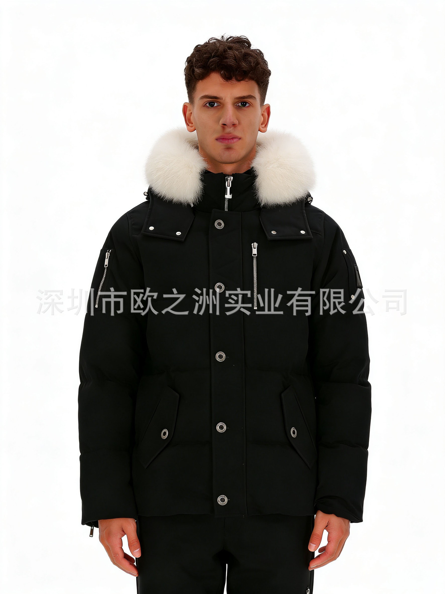PalmMooseMenCanadianStyleFoxFurHooded3QDownJacket 14
