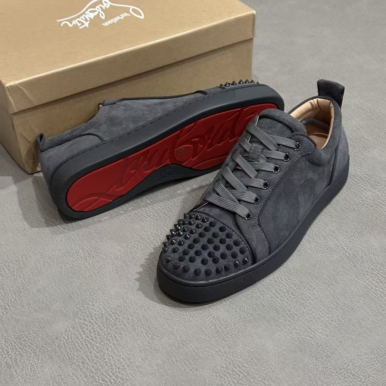 cl男鞋电绣红底小白鞋透气板鞋男鞋平底休闲鞋月牙鞋 26