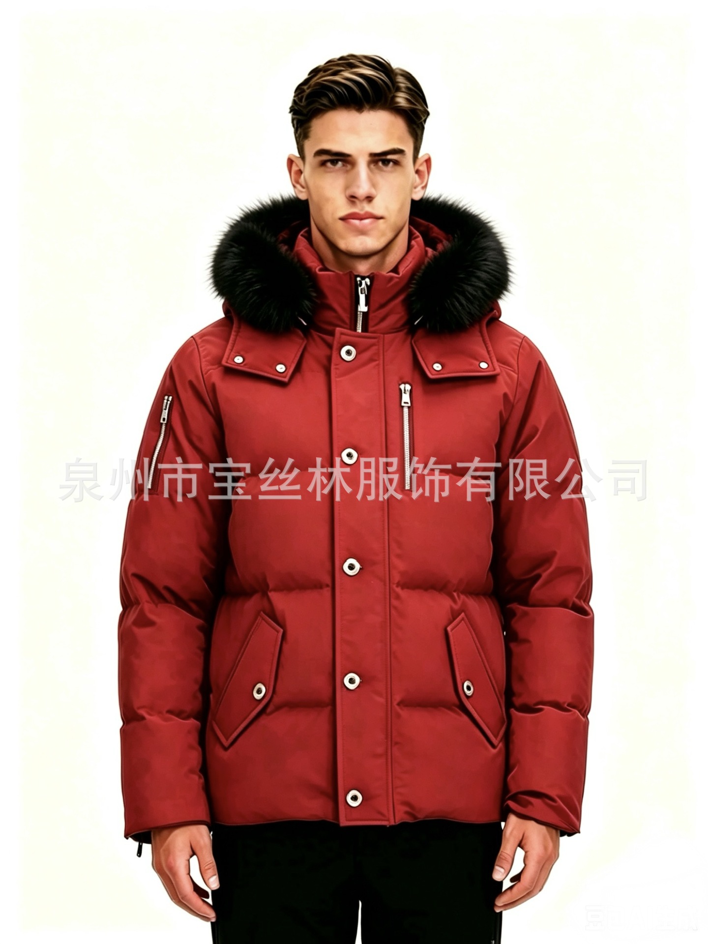 PalmMoose06MenCanadianStyleFurHooded3QDownJacket 6