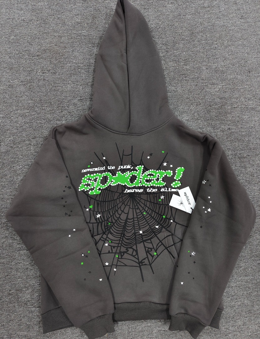 海外原版重磅450G加厚糕绒卫衣连帽衫男发泡印蜘蛛Sp5der hoodies 88