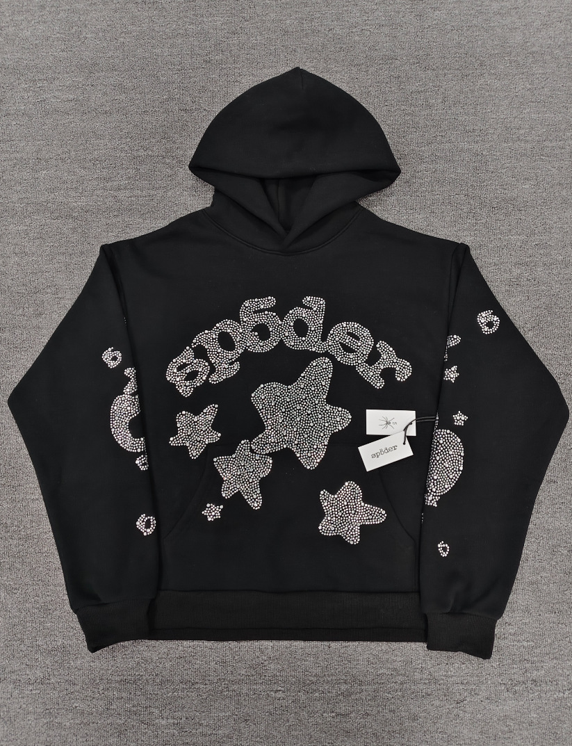 海外原版重磅450G加厚糕绒卫衣连帽衫男发泡印蜘蛛Sp5der hoodies 34