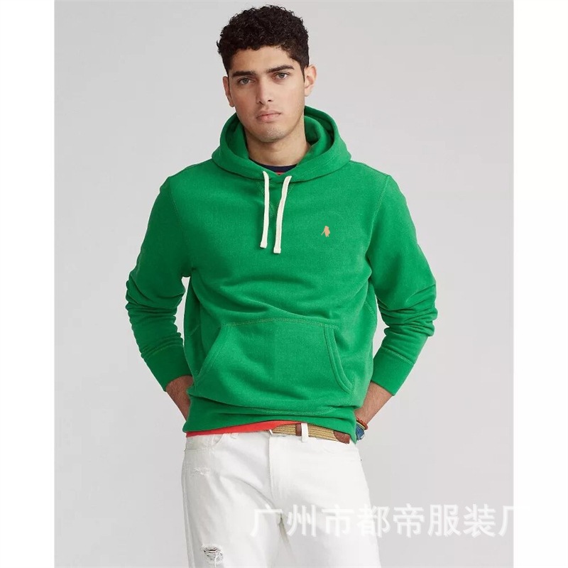 跨境外贸男装秋冬套头Polo卫衣休闲运动外套小马标刺绣加绒连帽衫 7