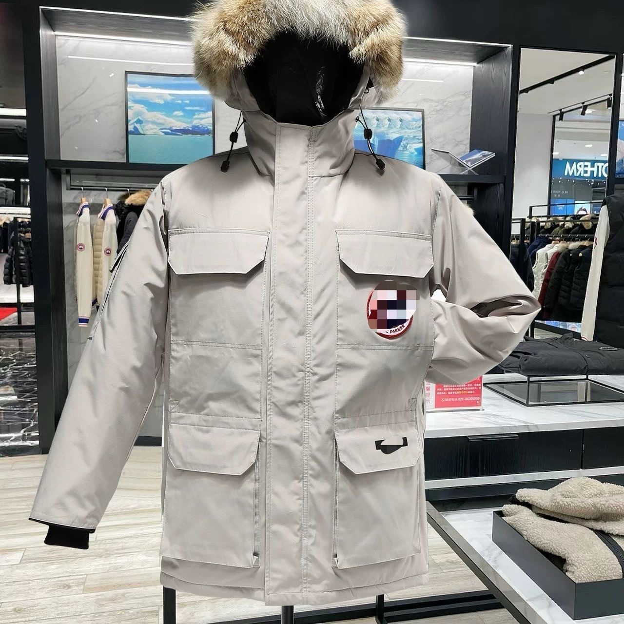 新款正确版鹅大口袋男女情侣派克棉服连帽加厚保暖防风外套 6