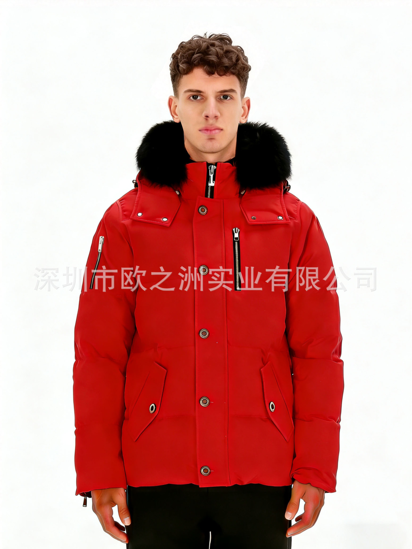 PalmMooseMenCanadianStyleFoxFurHooded3QDownJacket 10