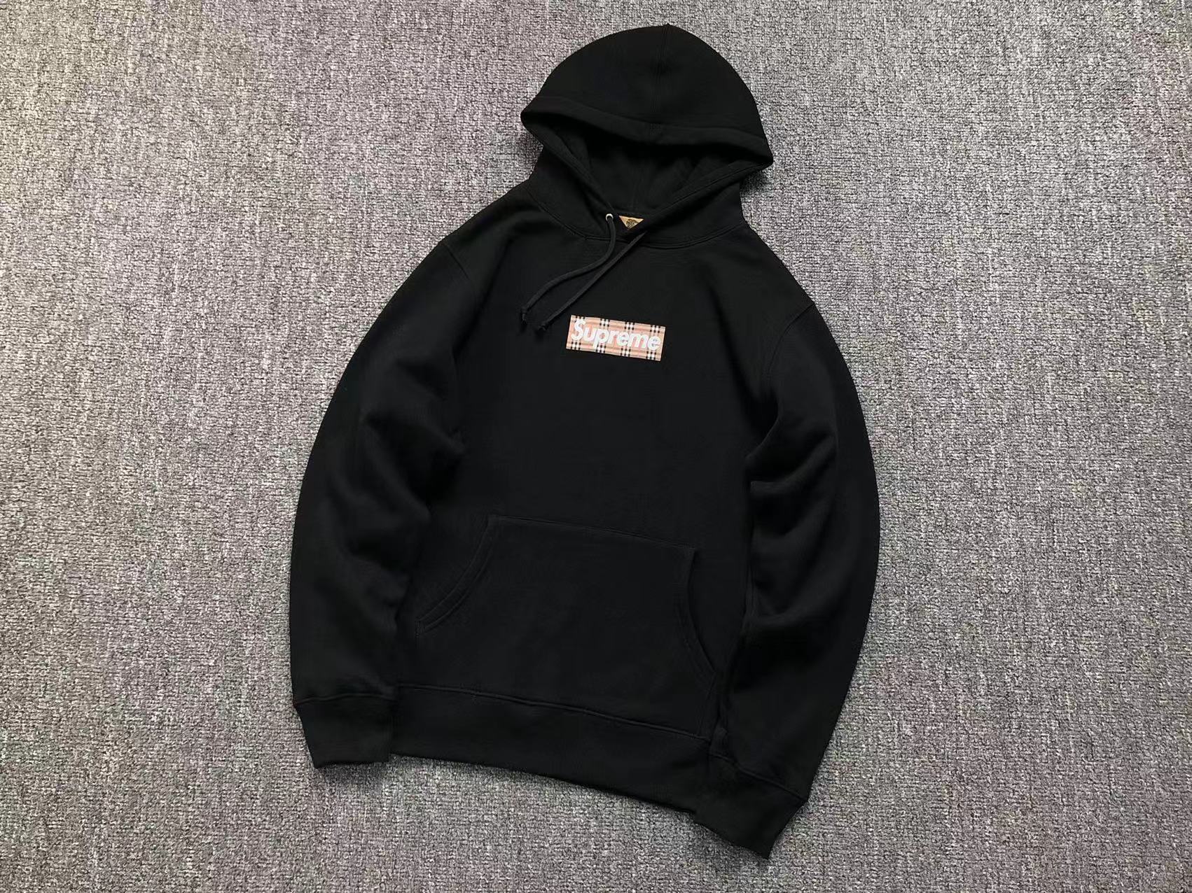 25FW SUPreme贴布BIG LOGO刺绣加绒重磅连帽卫衣男爆款秋冬款纯色 35