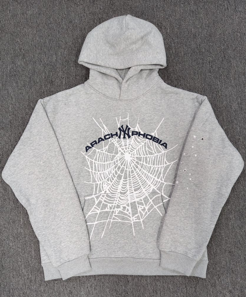 海外原版重磅450G加厚糕绒卫衣连帽衫男发泡印蜘蛛Sp5der hoodies 29
