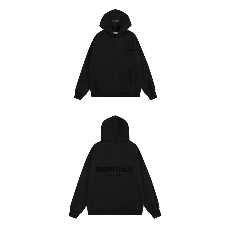 新款FEAR OF GOD ESSENTIALS植绒字母男女休闲宽松加绒连帽卫衣潮 38