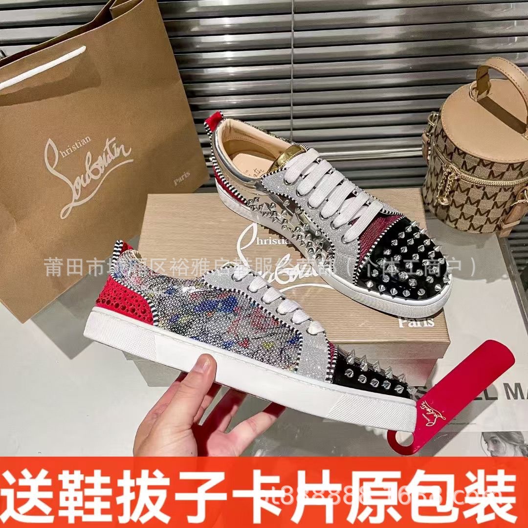 外贸专供铆钉鞋红底鞋头钉足球鞋休闲情侣潮流时尚百搭系带板鞋 13