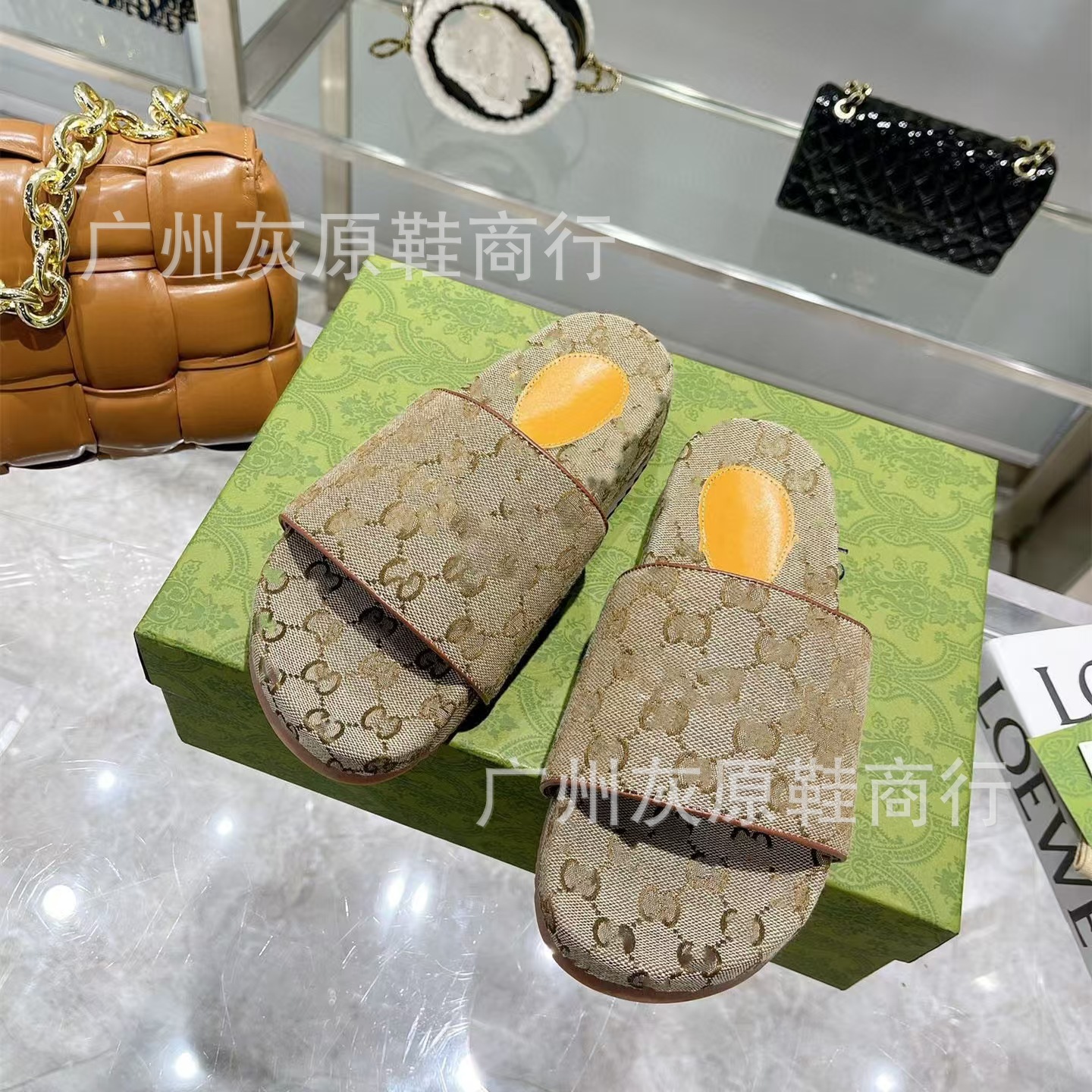 G家2023新款网红夏工厂直销刺绣拖鞋印花增高厚底休闲一字女凉拖 20